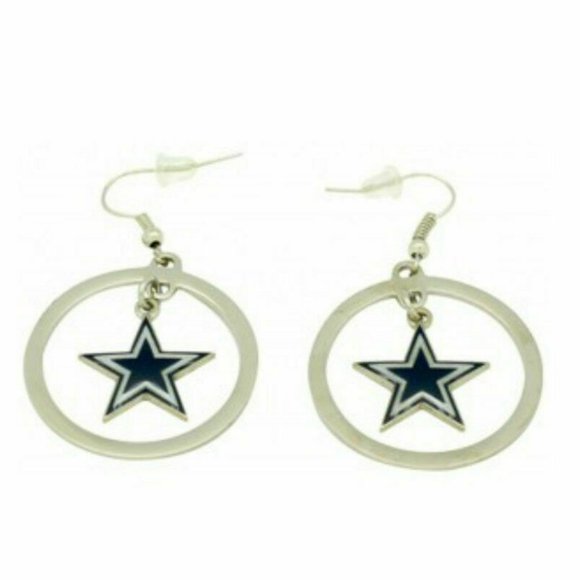 NFL Dallas Cowboys Dangle Hoop Earrings Texas Logo - Picture 1 of 1